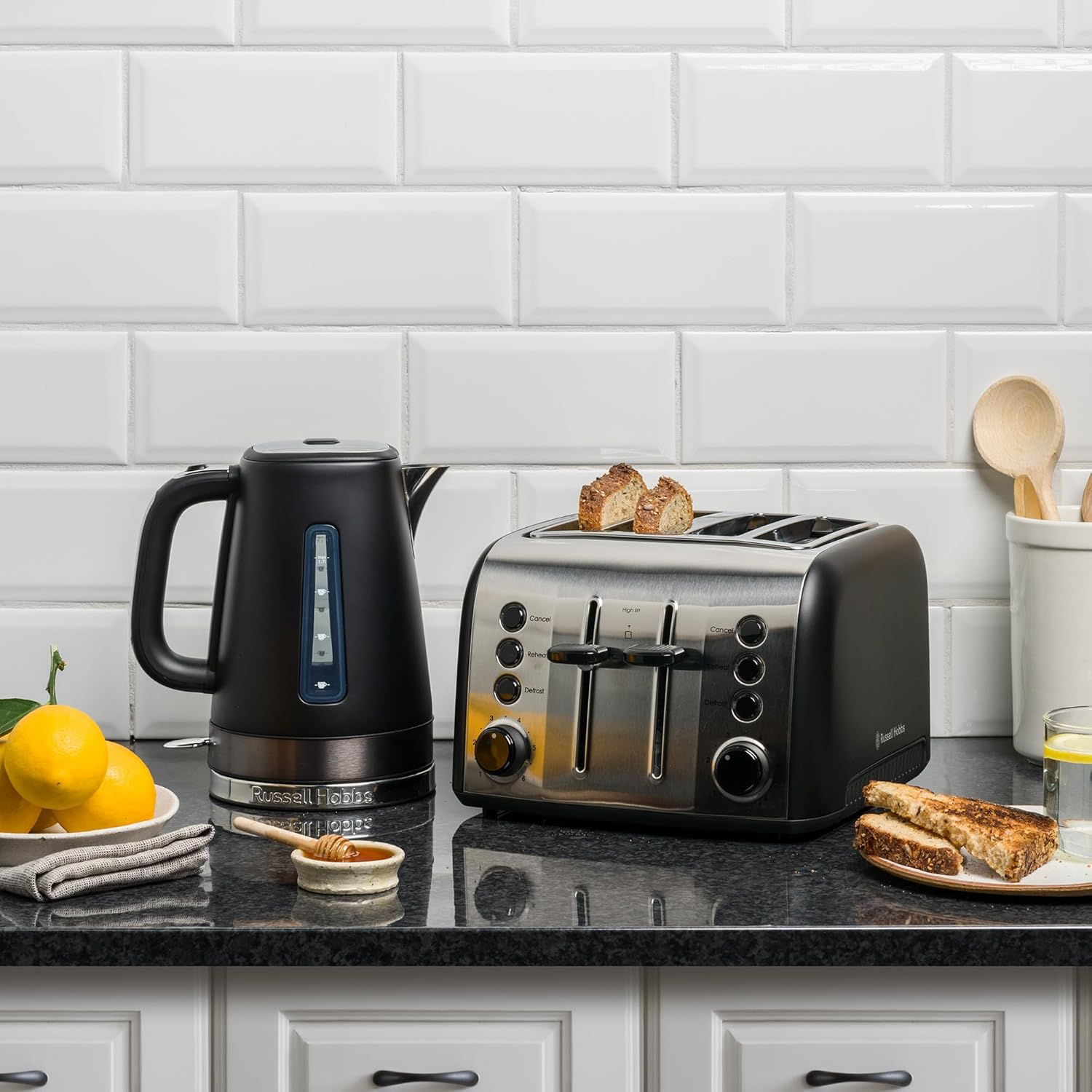 Russell Hobbs RHK92BLK, Brooklyn Kettle, 1.7L, Quiet Boil Technology, Blue Light Illumination, Swivel Base, Removable Anti-Scale Filter, Black - Black image number 6