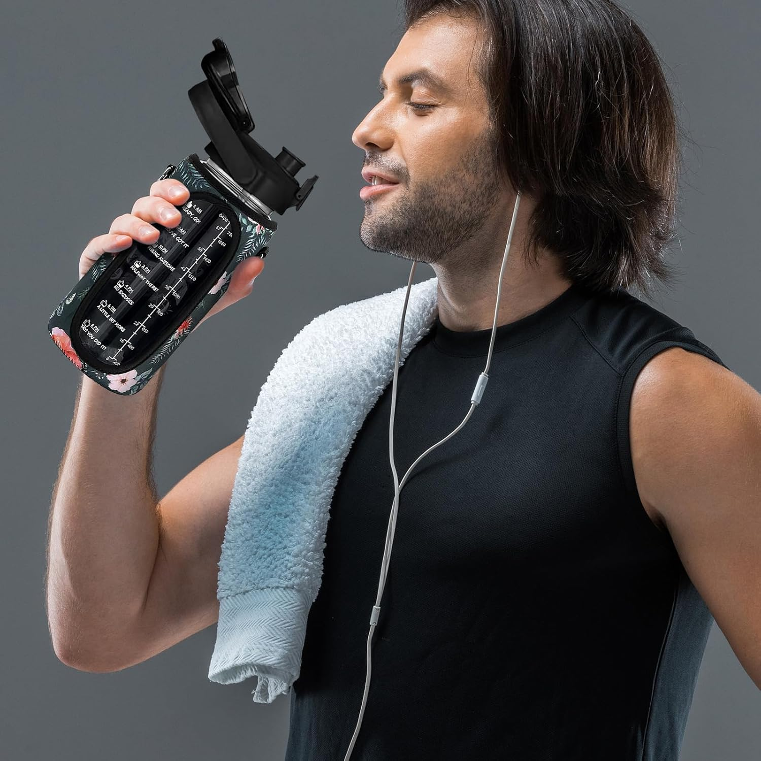 Water Bottle Holder with Adjustable Shoulder Strap & Pocket- Lightweight Water Bottle Sling Bag for 64Oz Sports Water Bottle Cover Protective Cover (F) - C image number 5