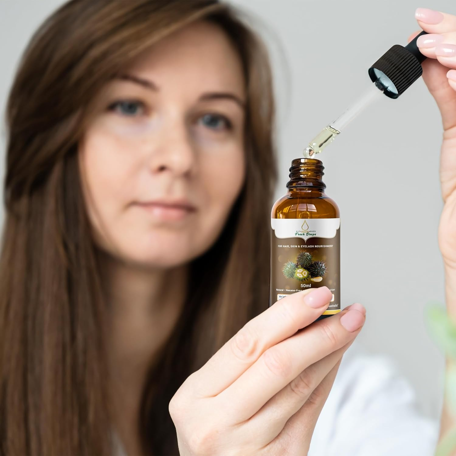 Fresh Drops USDA Organic Castor Oil 250Ml, Pure Cold Pressed, Hexane Free, Fresh Drops - Stimulate Growth for Eyelashes, Eyebrows, and Hair, Smooth Face, and Skin image number 5