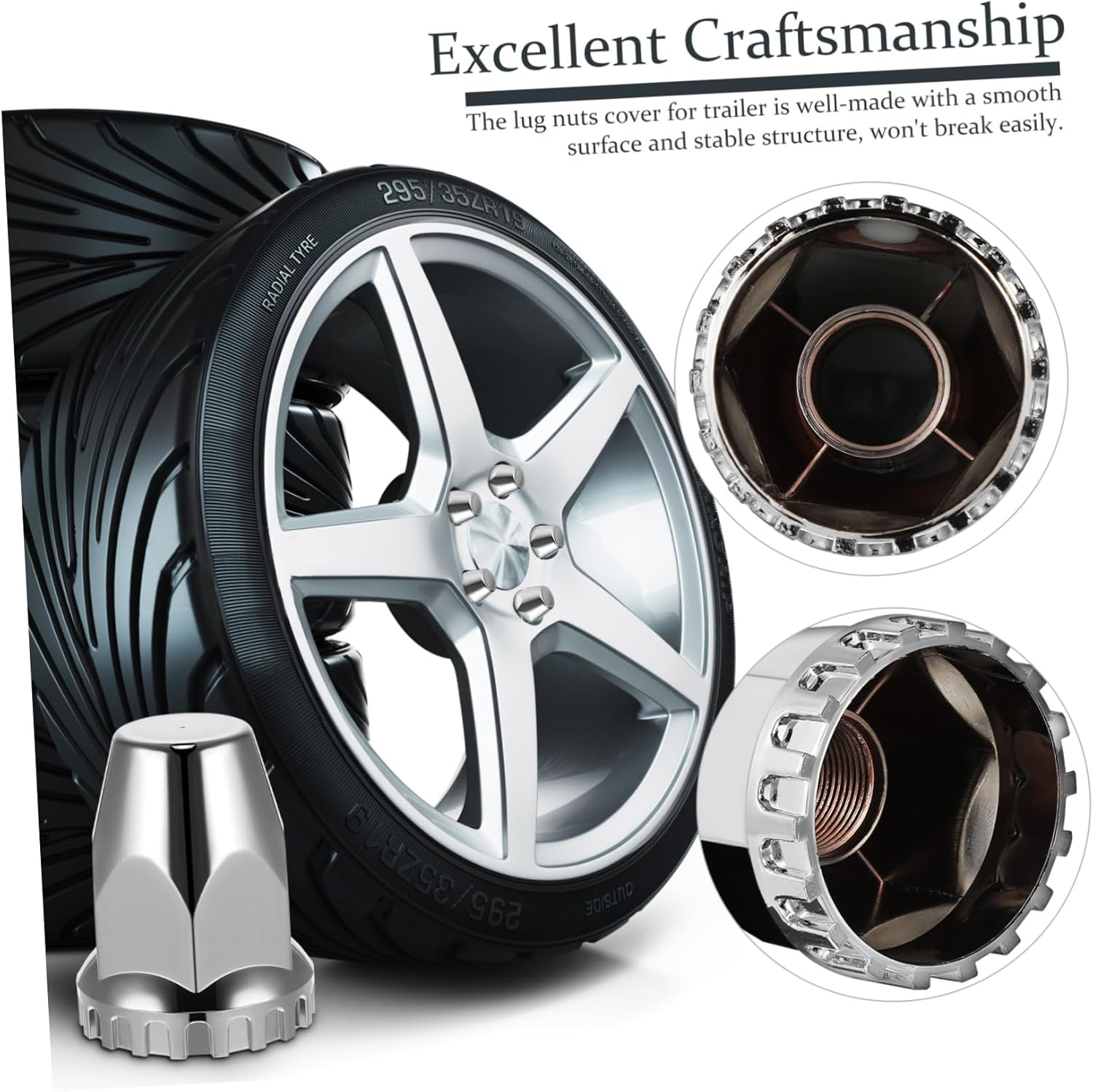 Anneome 20Pcs Semi Truck Lug Nut Covers Plastic Chrome Lug Nut Caps Trailer Car Accessories image number 2