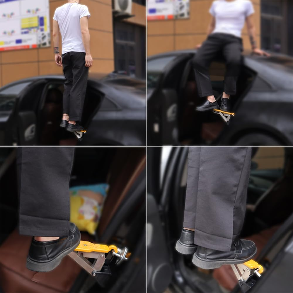 HHWRT Car Door Step, Universal Fit Car Door Steps, Adjustable Stand Pedal for Door Latch, Foldable Cars Door Step Stand Pedal, Foldable Roof Rack Door Step up on Doors Latch, Adjustable Car Step Hook image number 6