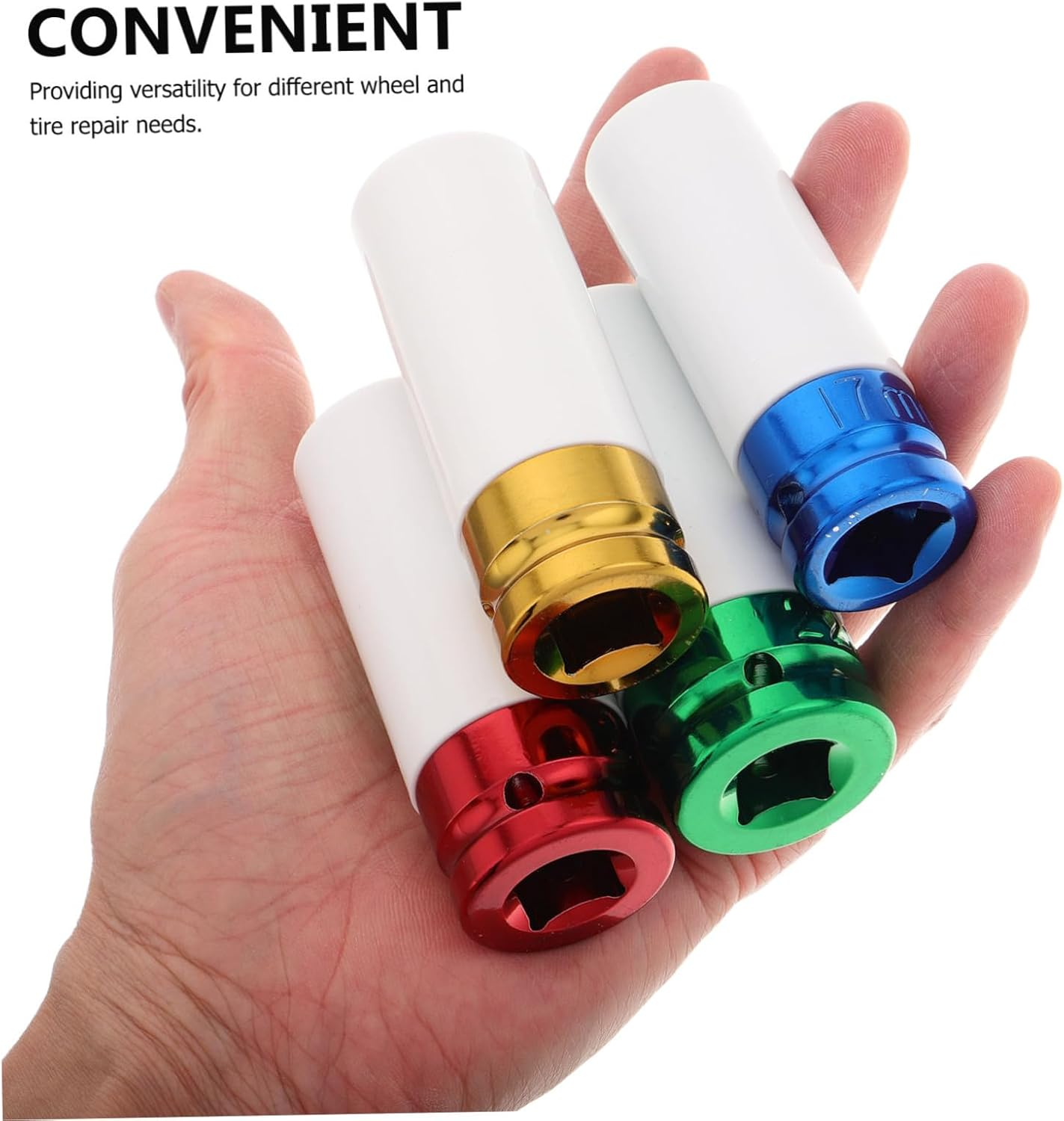 ZUNOXAZ 4Pcs Wheel Lug Nut Impact Socket Set Thin Color-Coded for Easy Identification Compatible Pneumatic Tools for Automotive Repairs and Projects