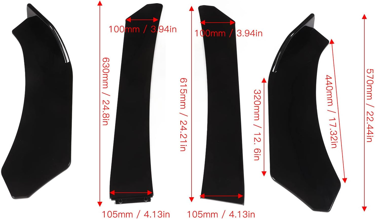 4Pcs Universal Front Bumper Chin Spoiler Glossy Aerodynamic Lip for Most Cars image number 5