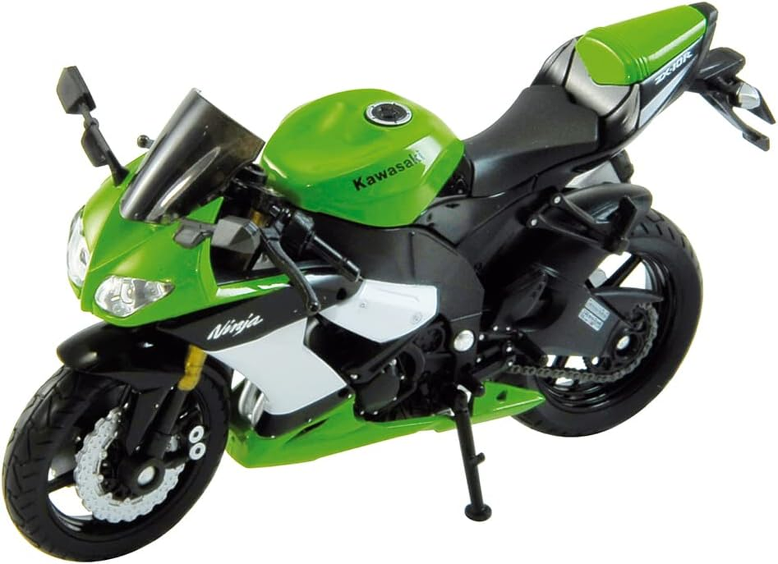 Welly Die Cast Motorcycle Green Kawasaki 2002 Ninja ZX-10R, 1:18 Scale