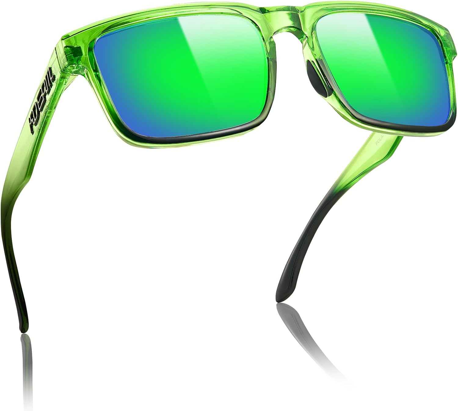 STGATN XL Big Head Sunglasses for Men - 155MM for Large Wide Heads Men'S TR90 Ultralight Polarized UV400 Protection Glasses - Multicolor, 4. Black Frame Red Mirror Lens(Colorful Arm) image number 2