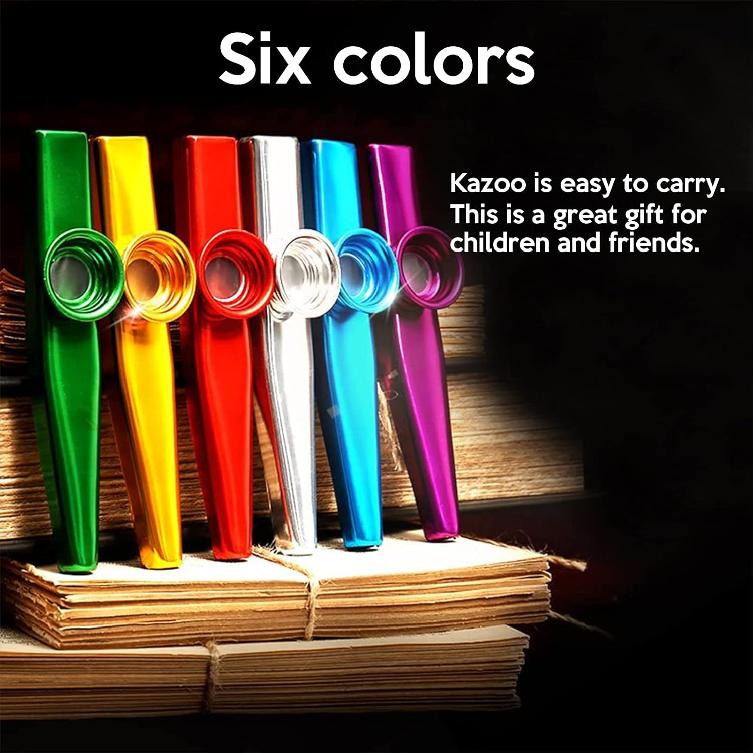 Metal Kazoo Set Worthplanet 6 Pcs Mouth Kazoo Aluminium Alloy Kazoo for Kids and Adults Gift Prize and Party Favors W090009 image number 1