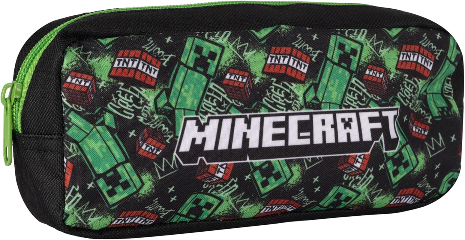 Minecraft TNT Backpack Set 3 Pieces Backpack Lunch Bag and Pencil Case (Green AOP) image number 5