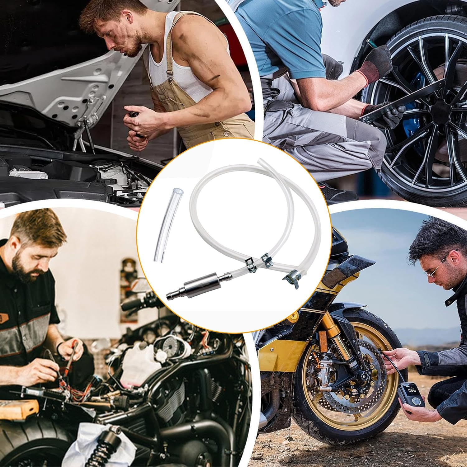 IONPSHG Brake Bleeder Hose One Way Check Valve Motorcycle Brake Fluid Replacement Kit Aluminum Body with Soft Tube Universal Brakes Bleeder Tool Cars Accessories for Car Motorbike Bike ﻿ (1) image number 5