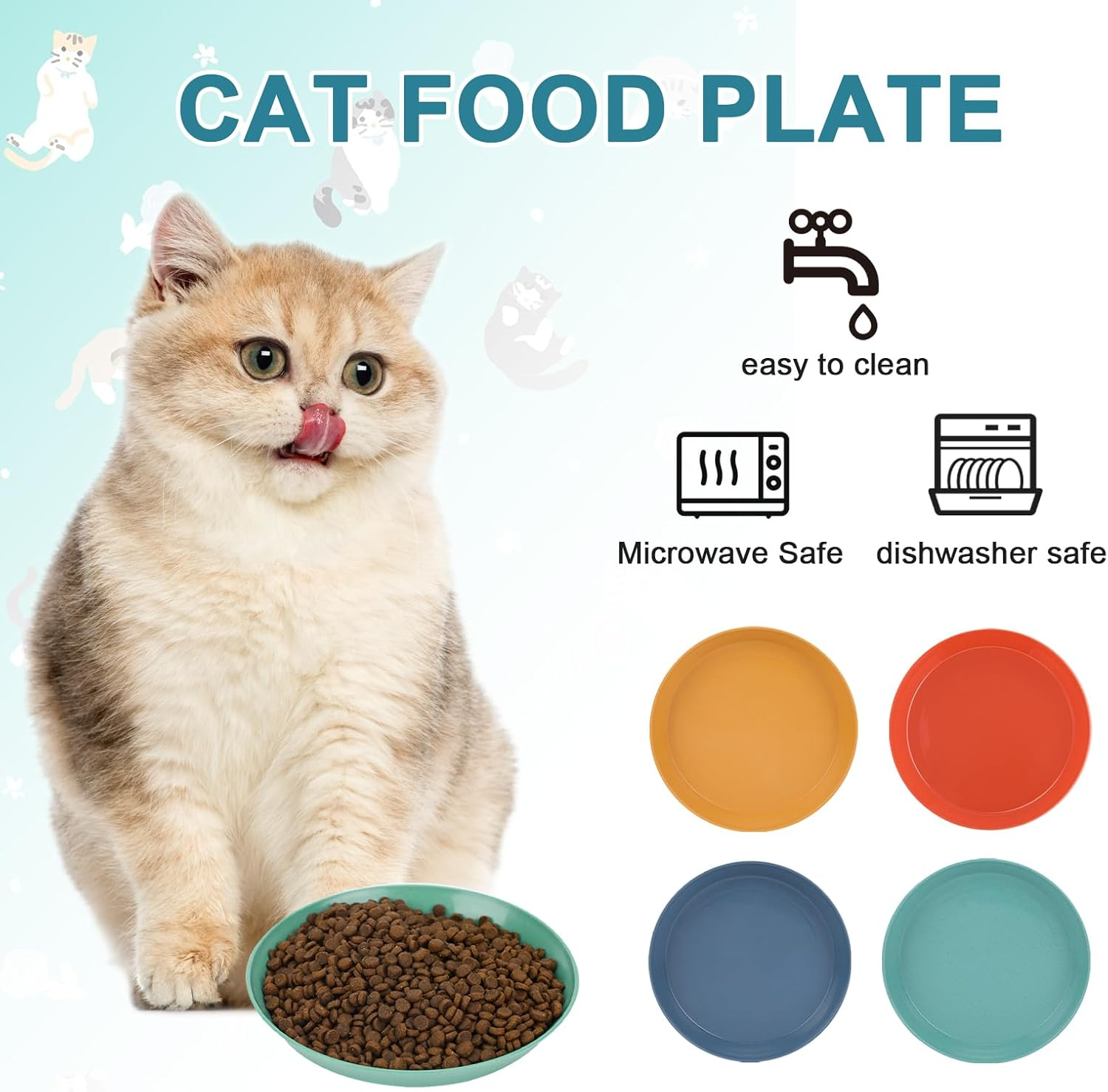 Pack of 4 Cat Food Bowls, Flat Cat Food, Flat Cat Bowls, Whiskers, Fatigue-Free, Cat Food Bowls for Food and Water, Cat Bowl for Kittens and Short-Legged Cats - Pack Of 8 image number 5