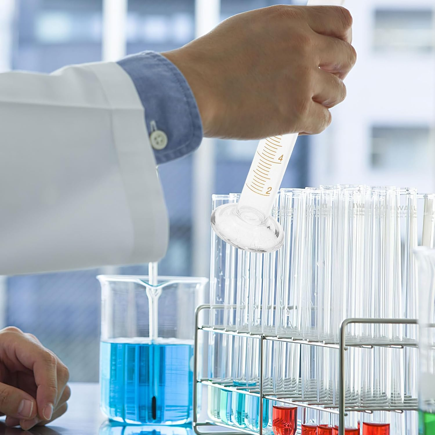 Baluue 3Pcs Container Beaker Bottle Gag Thick Glassware - Cylinder Conical Beakers Liquid Graduation Tube Ml Test Cylinders Supplies Measuring Graduated Erlenmeyer Glass Scientific image number 3