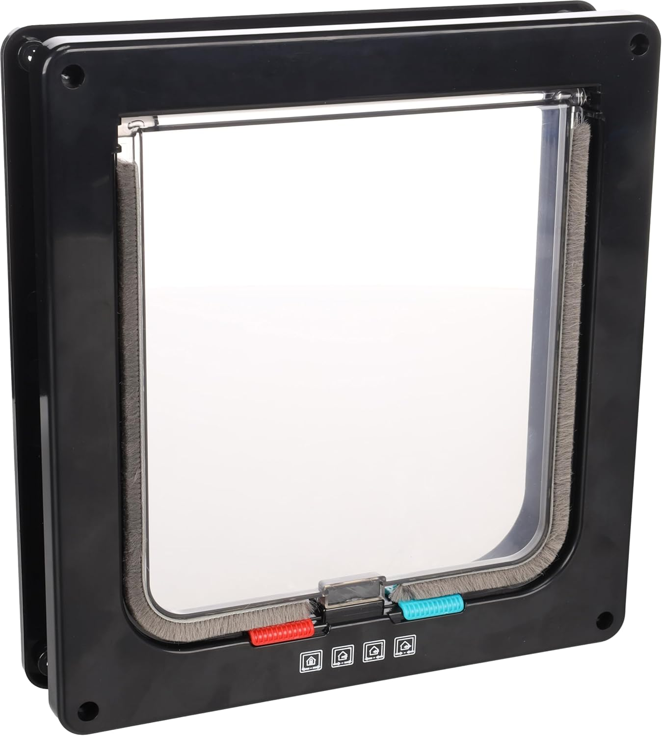 Flamingo Vego Cat Door with 4 Settings, Black, 25.2 X 23.5 X 4.9 Cm, Suitable for Large Cats, Silent, Transparent Flap with Magnetic Closure and Brush Seal