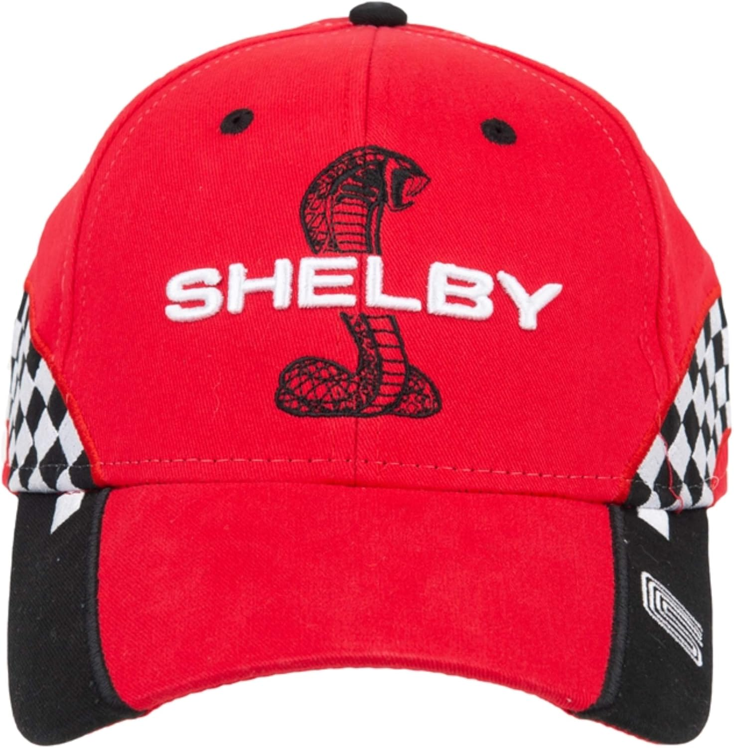 Shelby Snake Red Checkered Race Cap Hat | Officialy Licensed Shelby&reg; Product | Adjustable, One-Size Fits All, Red, One Size image number 4