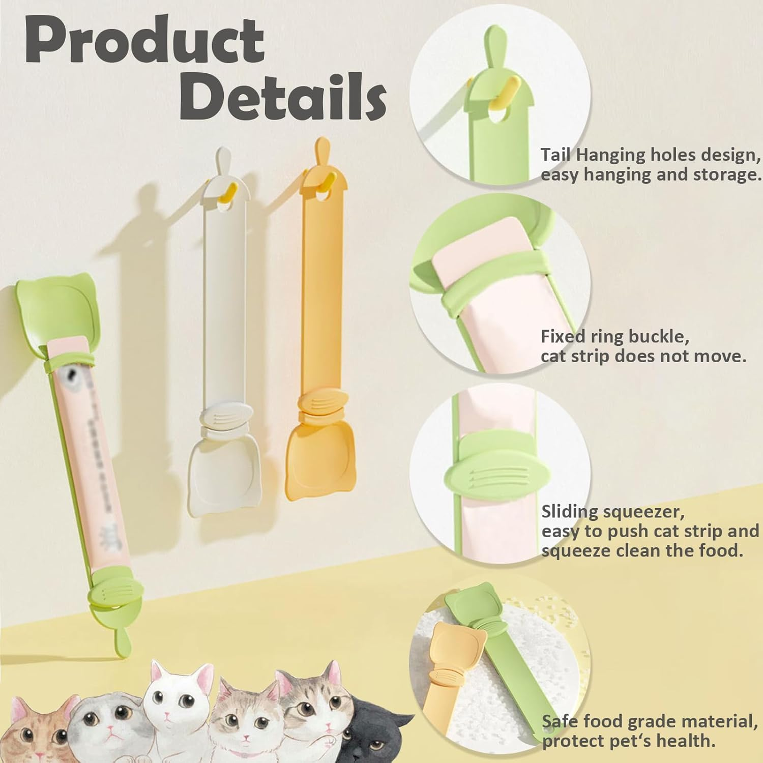 Cat Treat Spoon - Pet Puree Bisque Bar Dispenser Kitten Wet Food Squeeze Feeder Cat Strip Lickable Multi Functional Scoop for Liquid Tube Snack Storage Feeding Supplies (Orange, One Size) image number 2