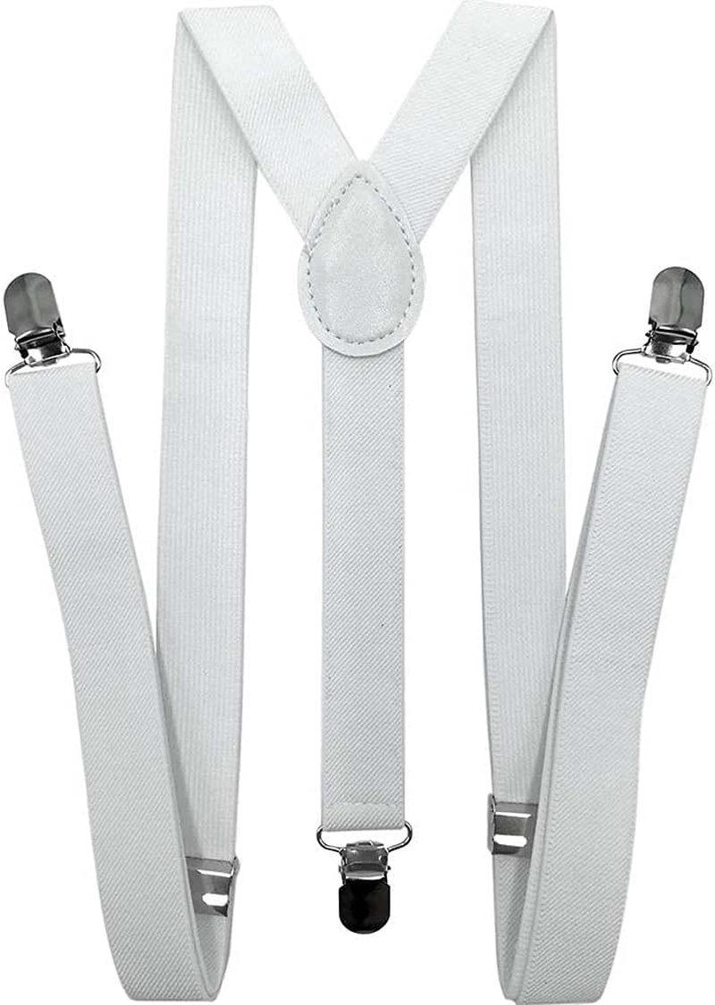 Mens Women Adjustable Elastic Suspenders Y-Shaped Clip on Unisex Braces Solid Colour - Black image number 5