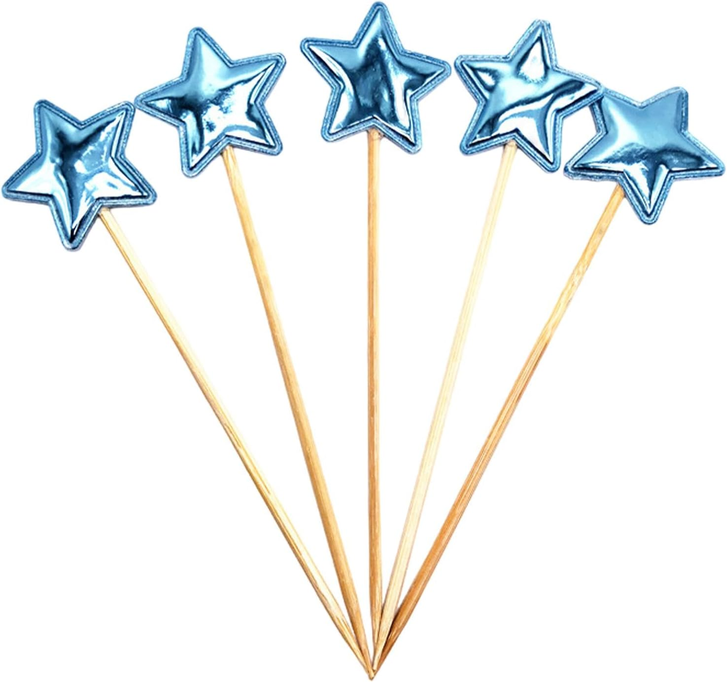 Star Cupcake Toppers - 5X Birthday Cake Toppers for Boys | Food-Grade Glitter Decorative Cupcake Picks for Children Birthday Cake Decor image number 1