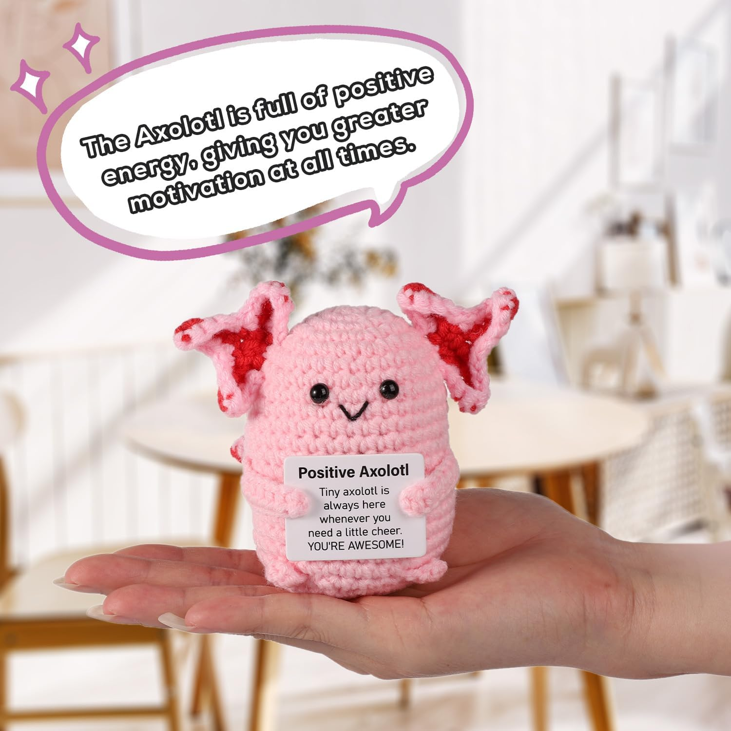 TOYMIS Axolotl Crochet Toy, Crochet Kit Soft Support Doll Axolotl Crochet Toy Uplifting Toy Knitting Toy Office Party Decorations Gifts (Pink) - Blue image number 6