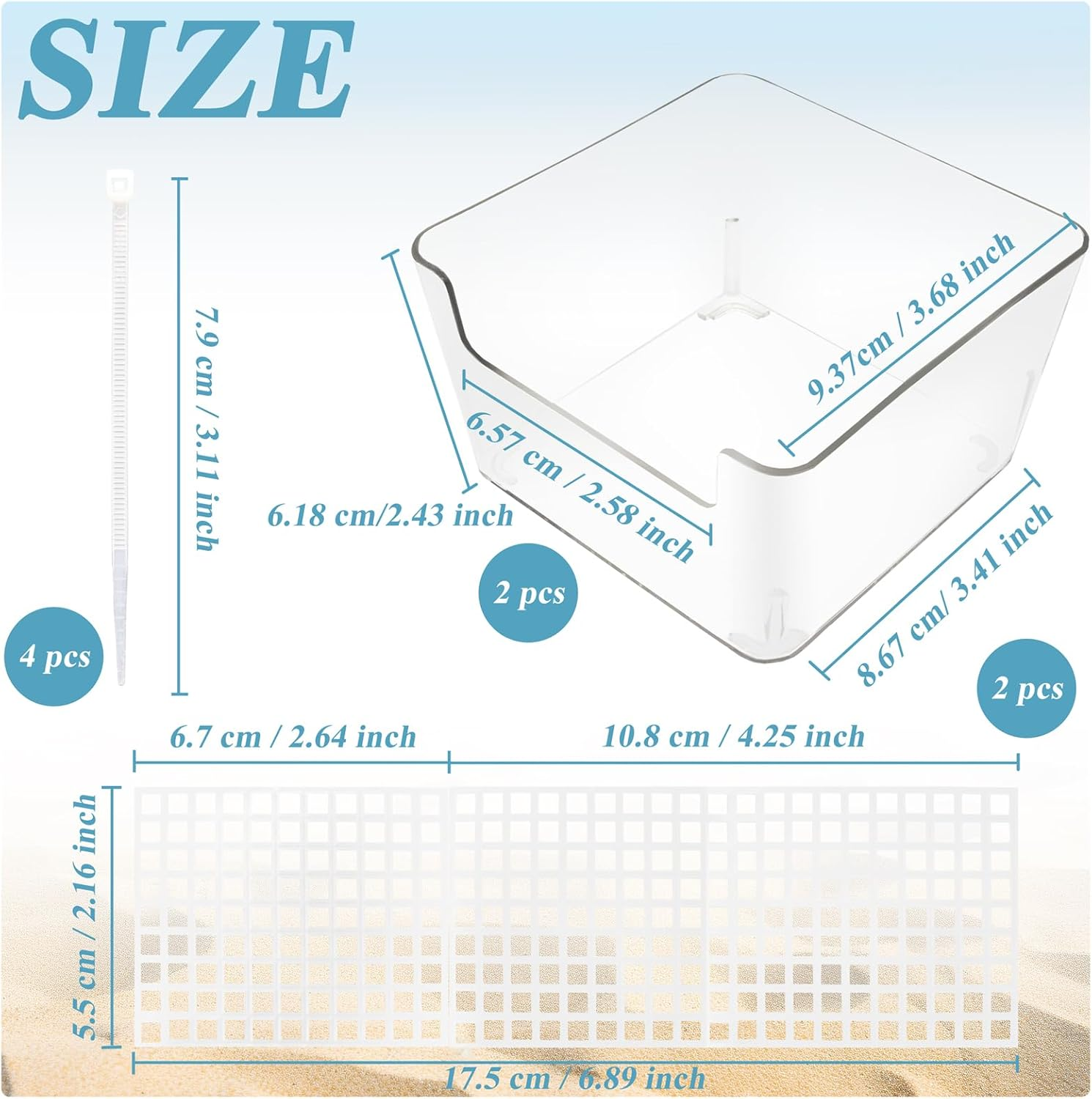 2 Pack Hermit Crab Water Tank, Cage Accessories with Climbing Ramp, Aquarium Salt Water Pool for Small or Medium Habitat Home &ndash; Transparent image number 3