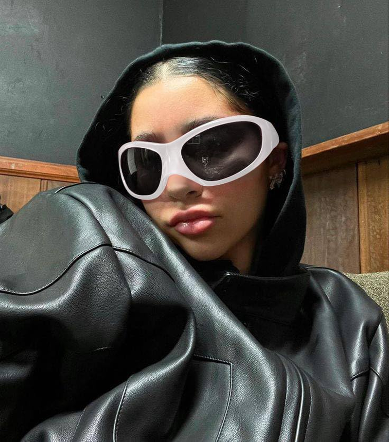 VIA LEECA Fashion Oversized Futuristic Sunglasses for Women Men, Y2K Wrap around Alien Style Accessories for Party image number 3