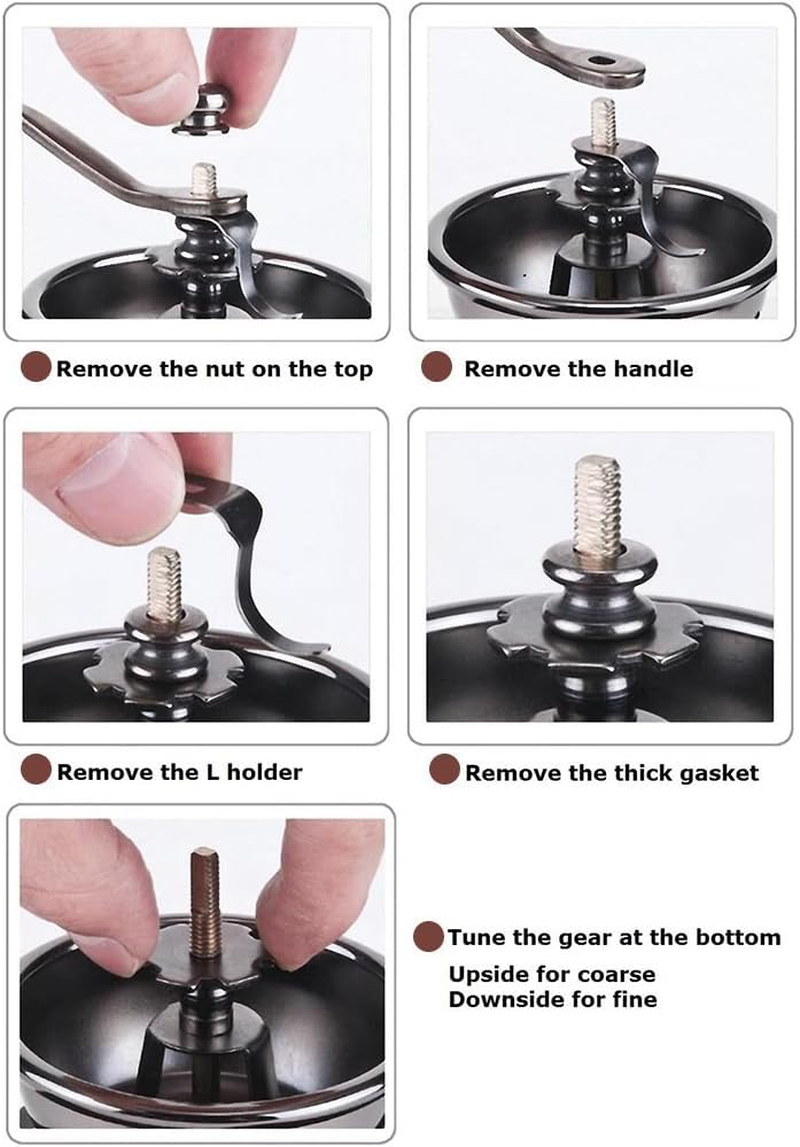 Manual Coffee Grinder &ndash; Vintage Wooden Hand Coffee Mill with Ceramic Burr, Adjustable Grinding Settings, Classic Hand Crank Coffee Bean Grinder for Home, Travel, and Decoration