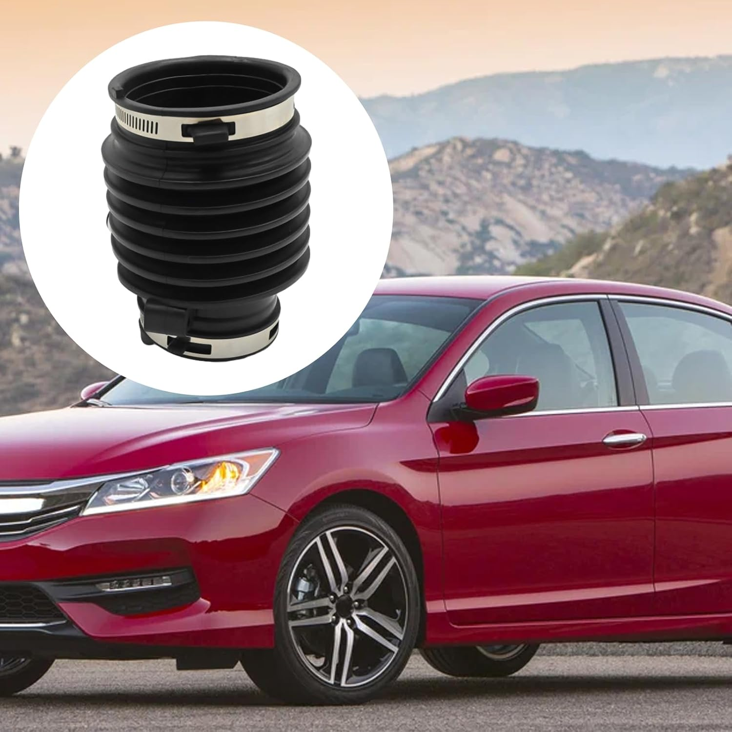 Hoypeyfiy 17228-5G0-A00 Air Intake Hose Rubber with Clamps, Air Intake Hose Tube Replacement for Honda Accord 3.5L 2013 2014 2015 2016 2017, Replaces 696-049