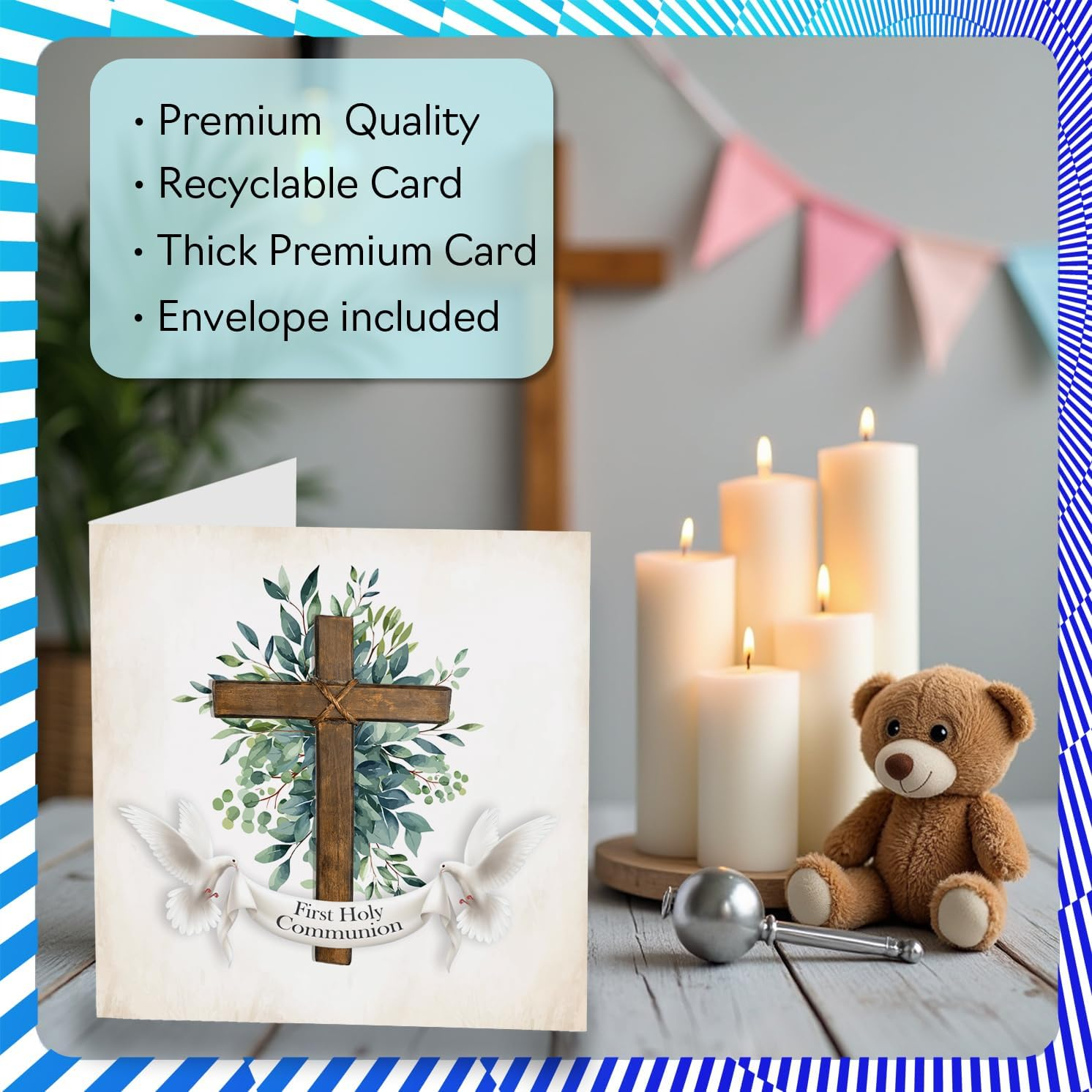 Christening Cards for Boys Girls Him Her - First Holy Communion - Congratulations Christening First Communion Gifts, 145Mm Christian Gifts Religious Greeting Cards image number 5