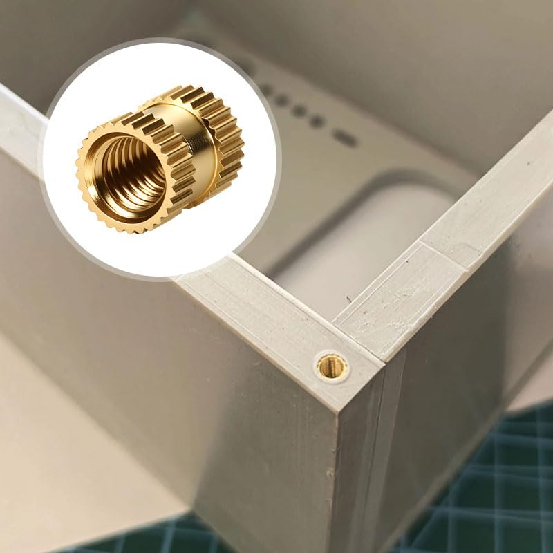 Knurled Nuts Thread Lnsert, 25Pcs Brass Double Hole 1/4X6X8Mm, Threaded Insert Nuts 3D Printing、 Wood with Bolts、Plastic image number 3
