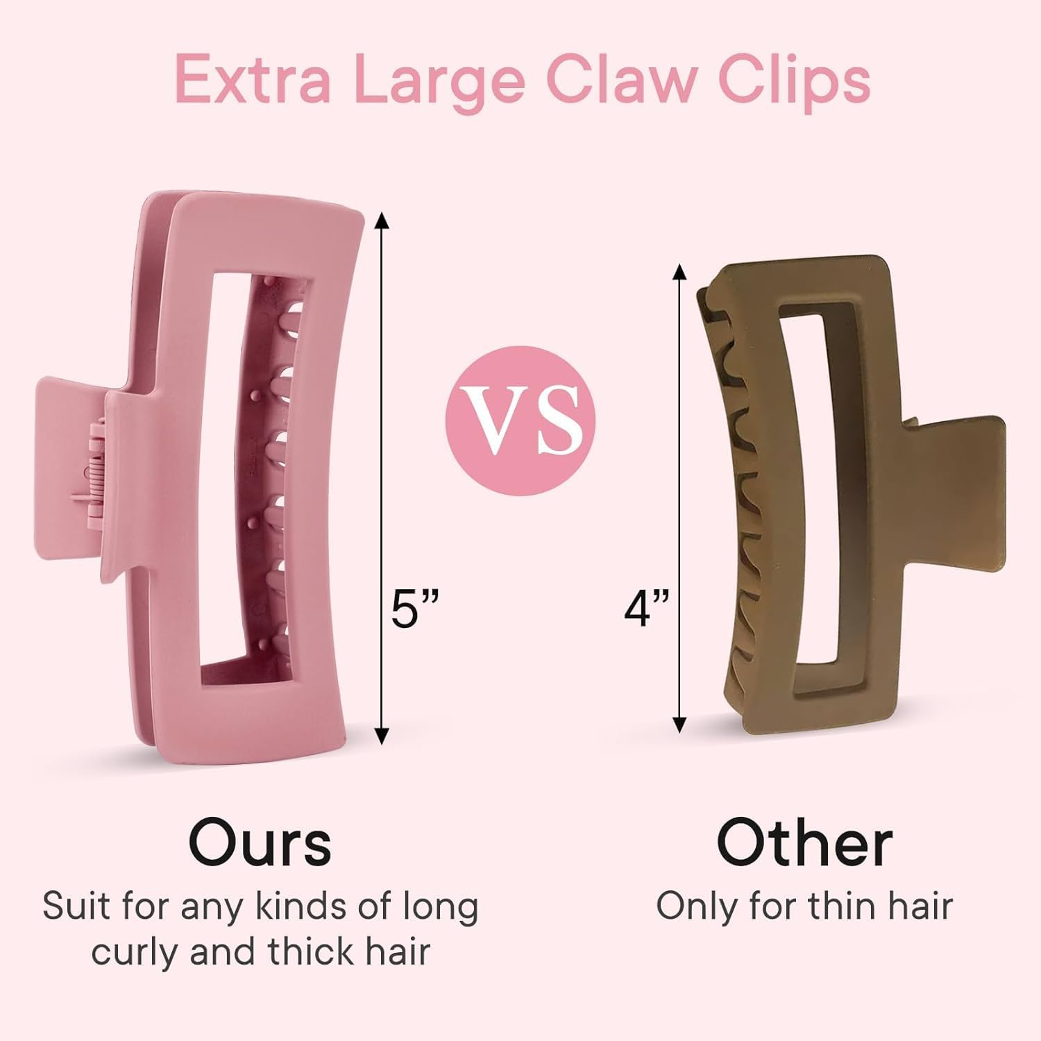 Jumbo Non-Slip Claw Clip for Thick Hair with Strong Hold and Matte Finish - 4-Piece Set for Women, Perfect for Wet and Dry Hair, Salon-Quality Hair Claw - Orevan