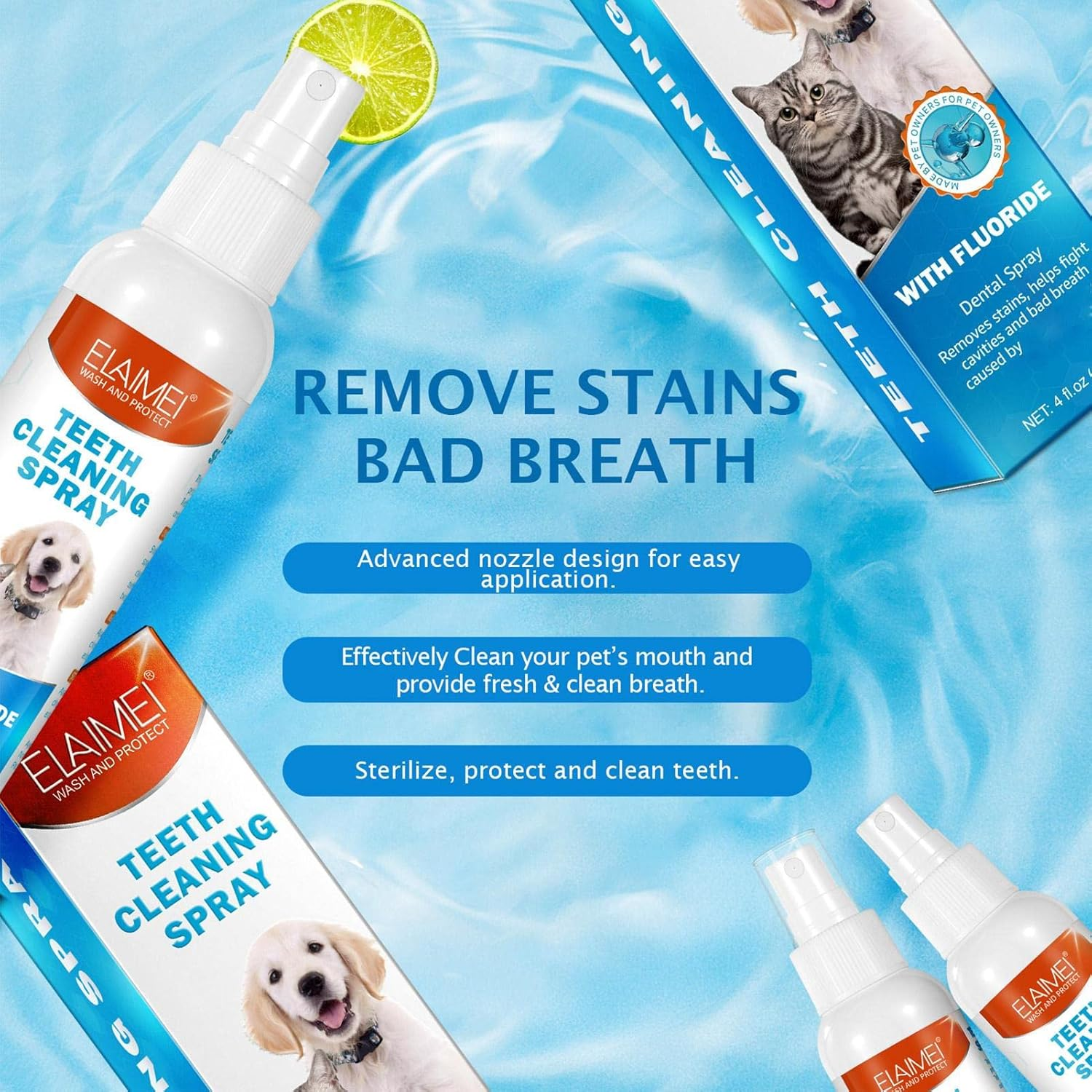 2 Pcs Pet Oral Spray - 4.2Oz Dog Breath Freshener Spray - 4.2Oz Dog Teeth Cleaning Spray Targets Build-Up, Eliminates Bad Breath, Whitens Teeth, Improves Overall Oral Health Jildouf image number 2