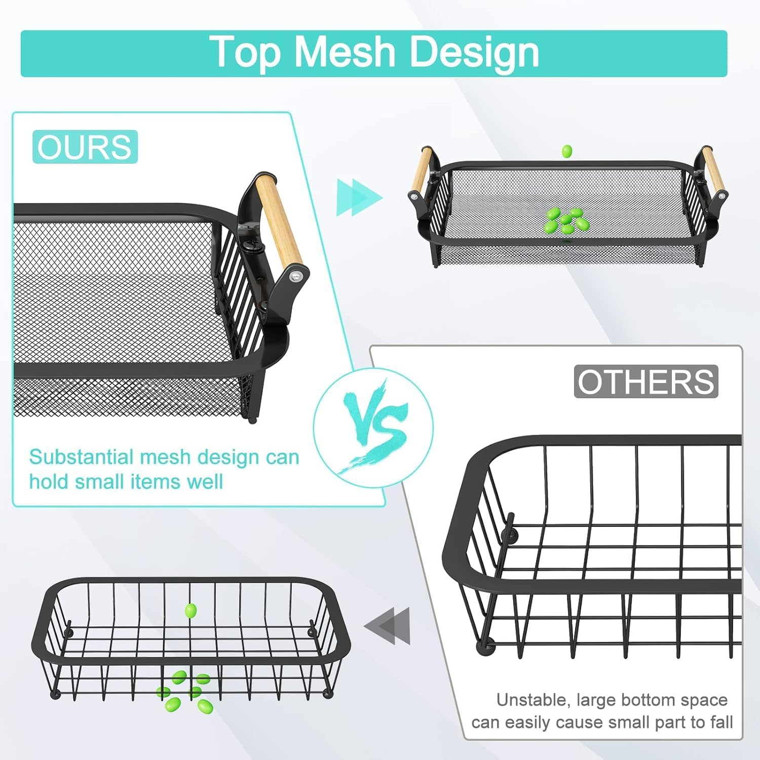 Fruit Basket, 3 Tier Fruit Bowl with 2 Banana Hanger, Kitchen Countertop Rack, Vegetable Counter Holder, Large Metal Bowls Perfect for Holding Fruits, Vegetables, Snacks, Cupcakes, Black image number 2