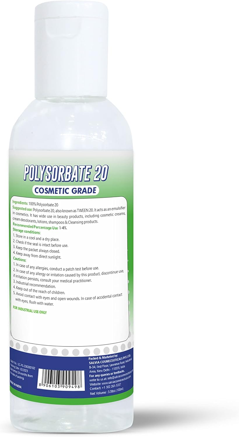 Polysorbate 20-100Ml | Used in Skin Care, Hair Care, Acne Care, Toner, Lotion Crafter, Bath Bombs | Emulsifier, Surfactant, Fragrances image number 4