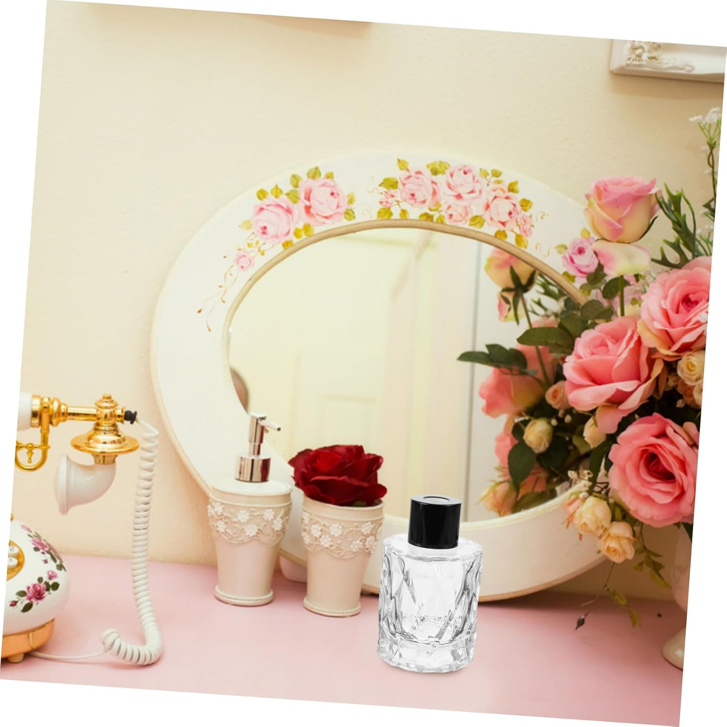 Glass Diffuser Bottle Decor and Perfume Container Set 4Pcs 8Cm Elegant Simple Appearance Practical Aroma Releasing for Living Room Bedroom image number 1