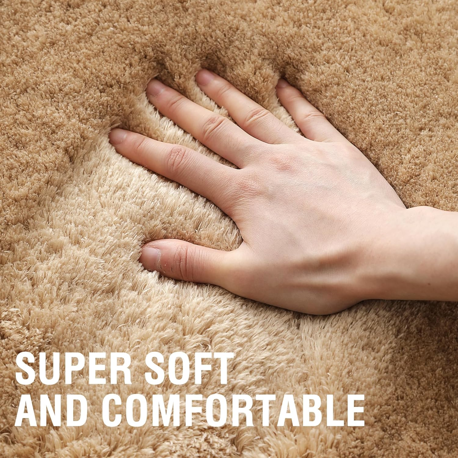 Soft Indoor Modern Shag Area Rug for Living Room Fluffy Rugs Anti-Skid Shaggy Rug Nursery/Dining Room/Home/Bedroom/Office Carpet Ultra Soft Floor Rug(Warm Sand, 61X91Cm) image number 4