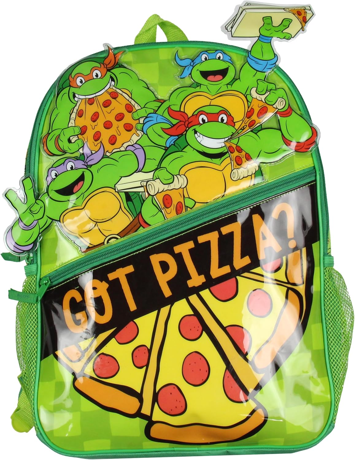 Teenage Mutant Ninja Turtles TMNT Got Pizza Travel School Dual Compartment Backpack for Daily Use, Green, One Size image number 1