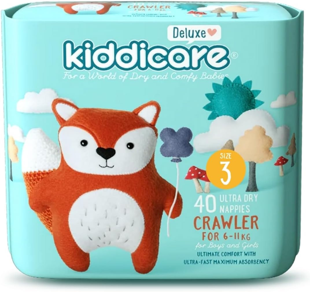 Kiddicare Deluxe Junior Baby Nappies, Size 6 (16+Kg), 112-Count, Pack of 4, Ultra-Fast 12-Hour Absorption, Leak Protection, Anti-Rash, Cottony Soft & High Absorbent Technology