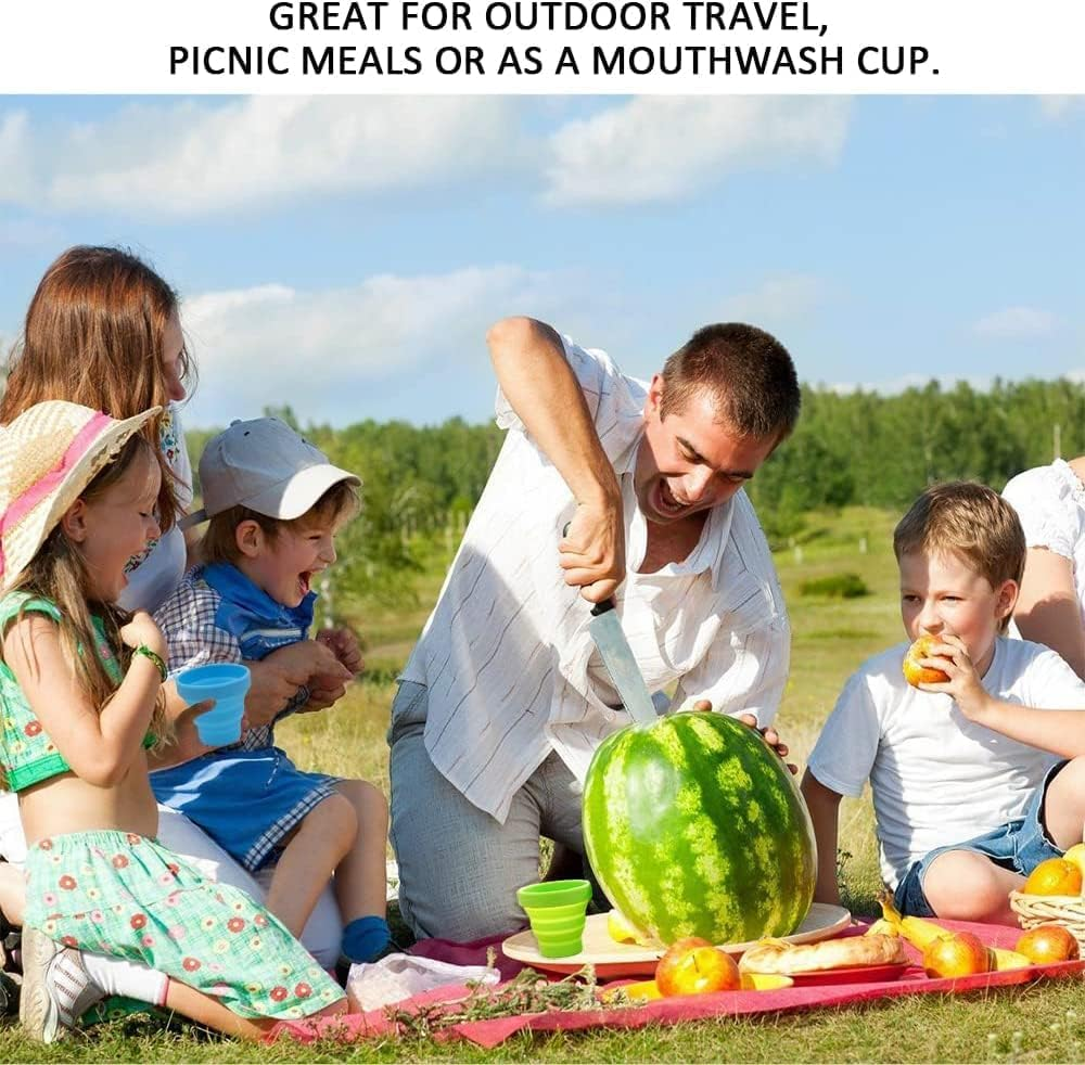 Joysong Foldable Silicone Cup Camping Mug with Plastic Lid Outdoor Picnic Folding Cup Reusable Portable Water Cup Set for on the Go image number 1