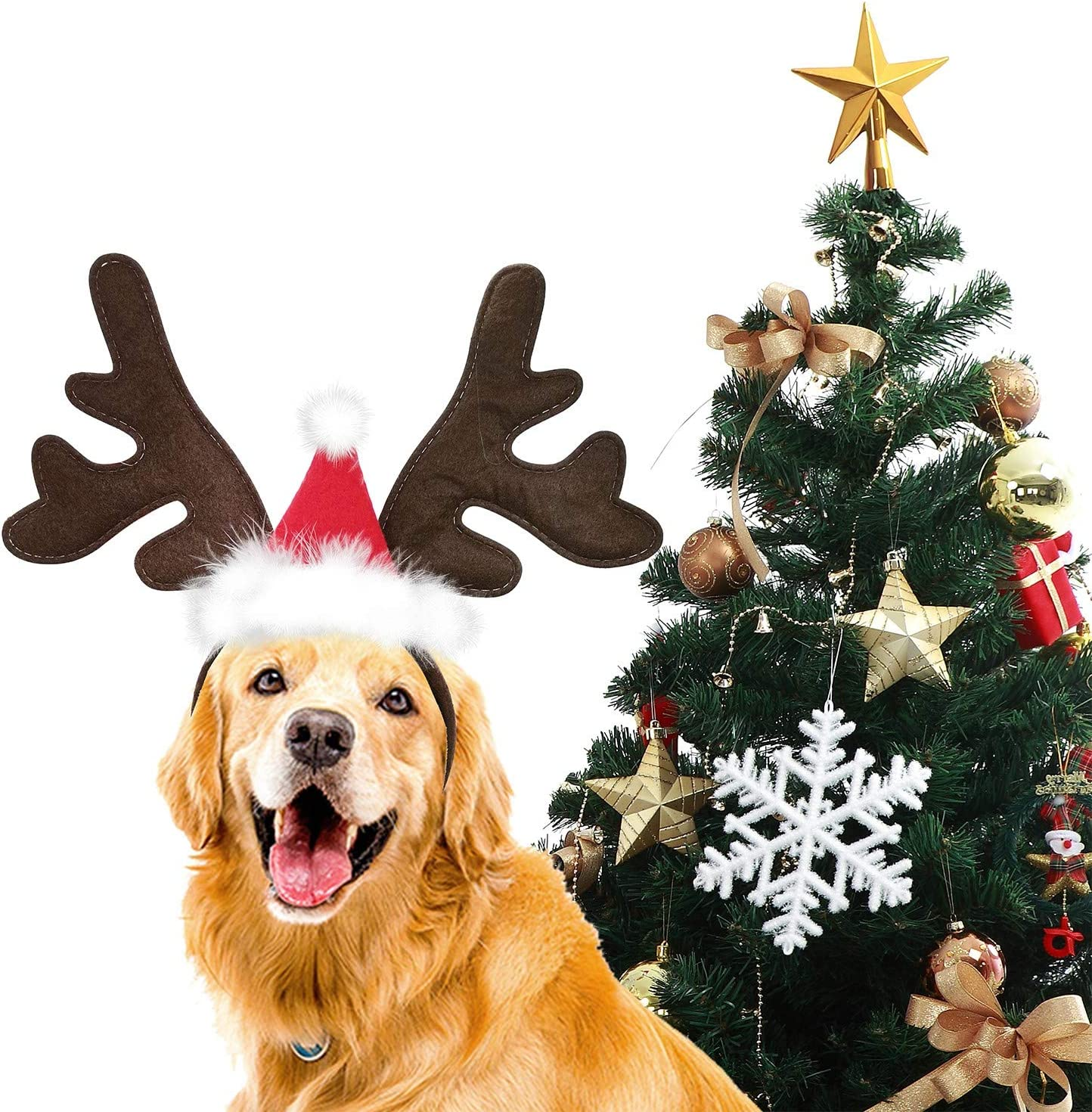 KUDES Dog Christmas Reindeer Antlers Headband Classic Elk Hat Headwear Pet Costumes Accessories image number 6