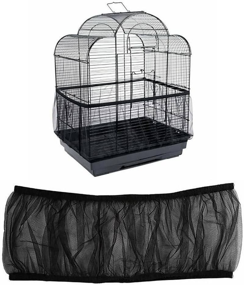 AIMALL Shell Skirt Mesh Cover Pet Bird Cage Guard Nylon Net Seed Catcher S/M/L Black, Stretchable for Various Cage Circumferences