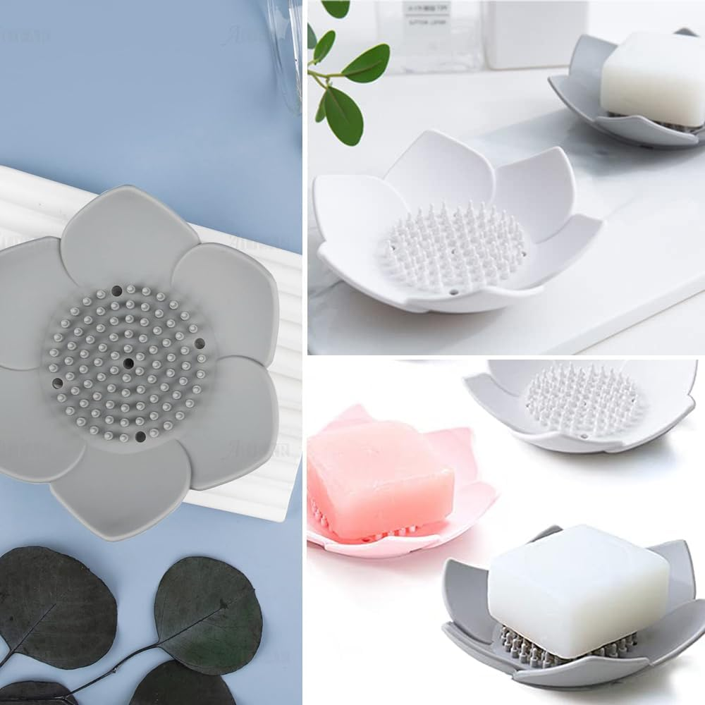 Custelen 2-Pack Silicone Soap Dishes with Draining - for Shower, Sink, and Bathtub | Extend Soap Life image number 2