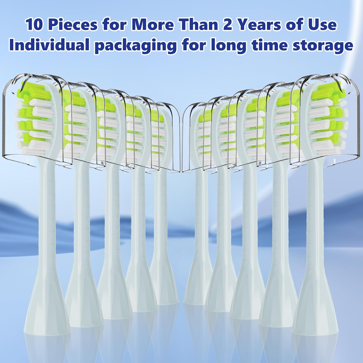 Compatible with Philips One Series Sonicare Electric Toothbrush Replacement Brush Heads,For Philips One HY1100 HY1200 BD100/AZ Series Electric Toothbrush,10 Pack (Mint Light Blue, M) - Mint Light Blue image number 5