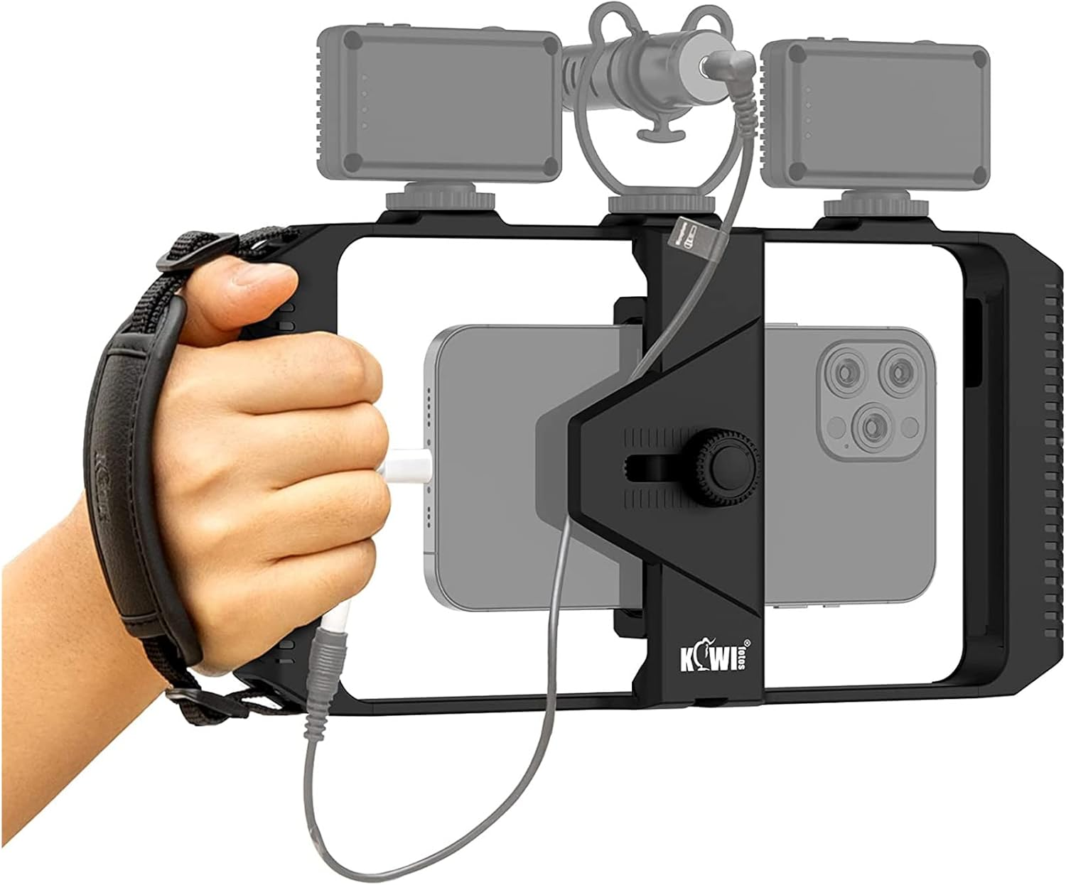 Smartphone Camera Video Recording Rig, Phone Vlogging Kit Filmmaking with Cold Shoe Mount, Cell Phone Stabilizer Grip Handheld Cage for Youtube Beginner,For Iphone 14 13 12 Pro Max, X,XS Max,Xr image number 5
