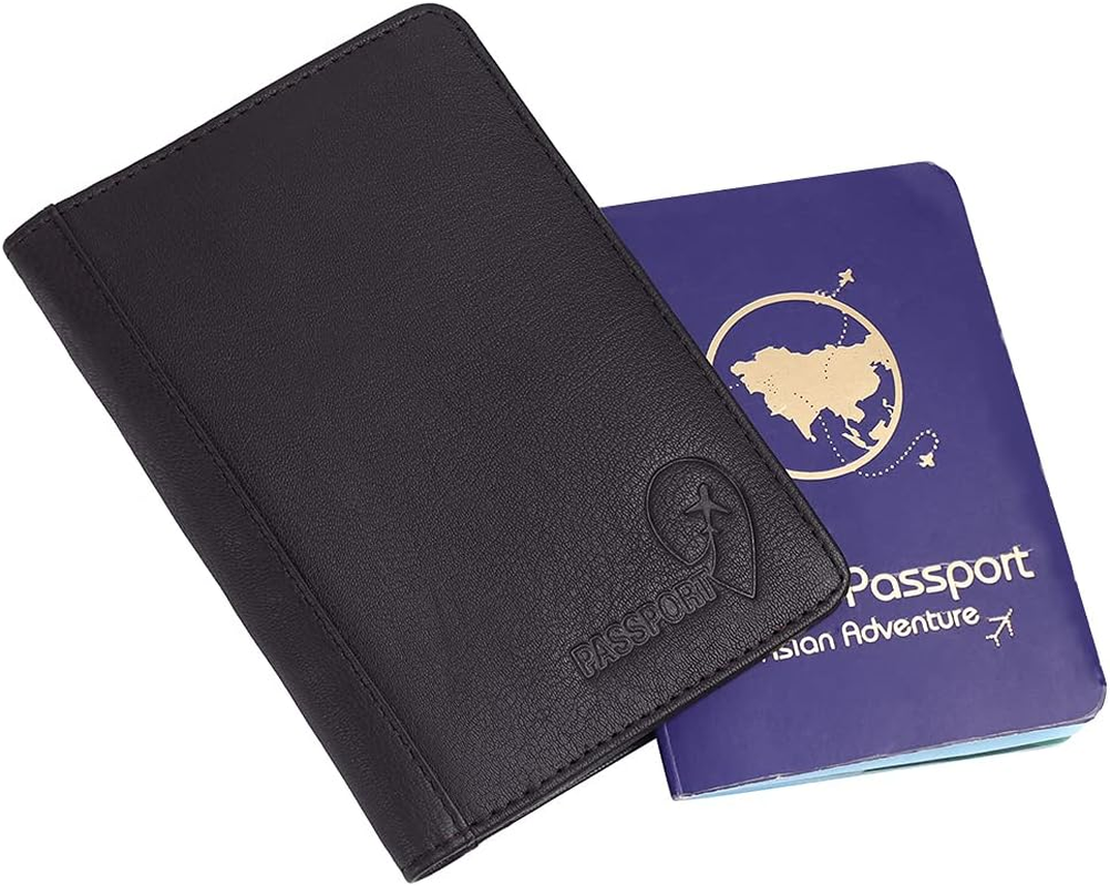 URBAN HYDE Genuine Leather RFID Blocking Passport Holder Cover Case Travel Wallet, Brown, One Size, Rfid Wallet