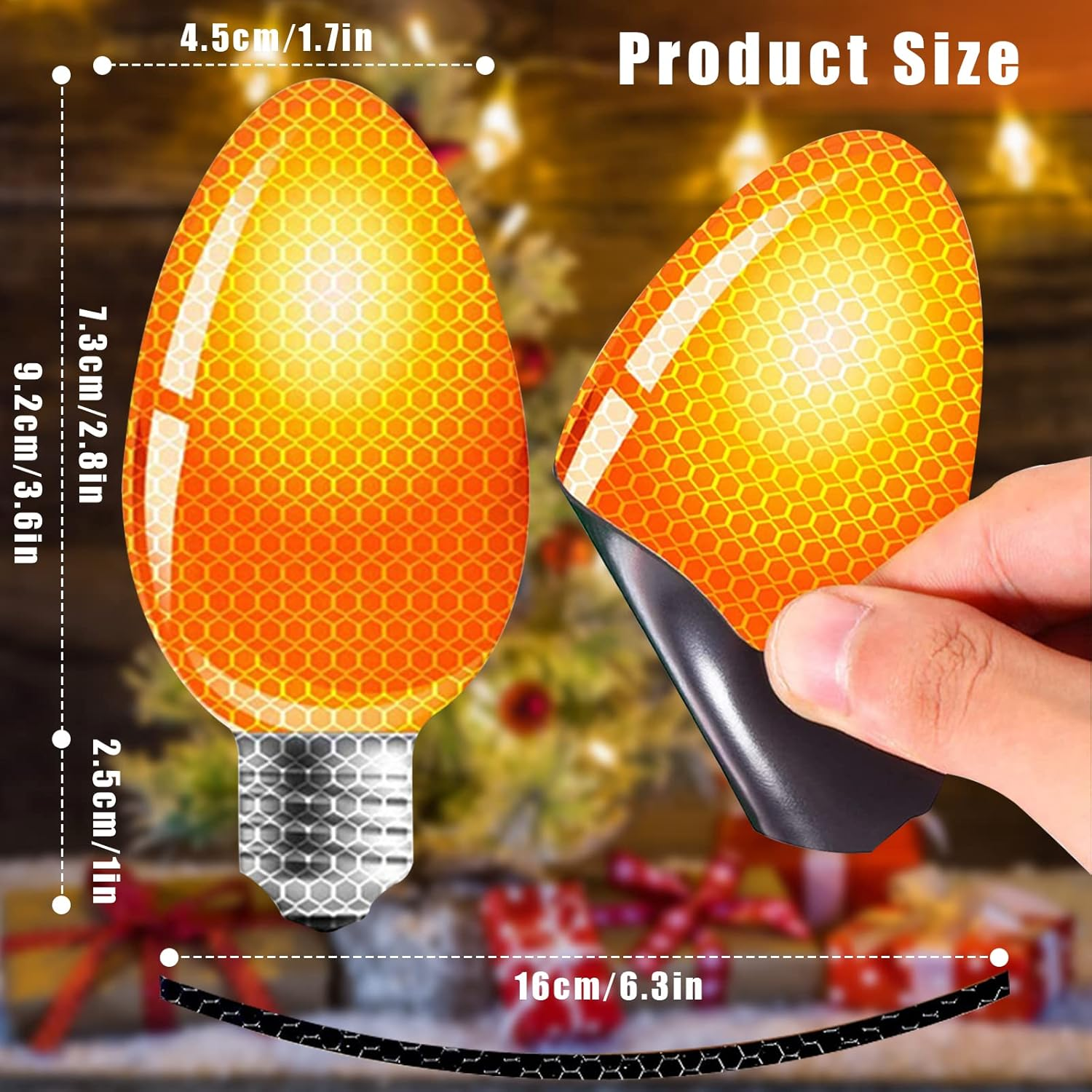 Christmas Car Magnets Lights Stickers, Reflective Car Magnet, Christmas Lights Bulb Magnet Set, Christmas Reflective Car Magnets Set for Xmas Holiday Birthday Cars Mailbox Window Decoration image number 6