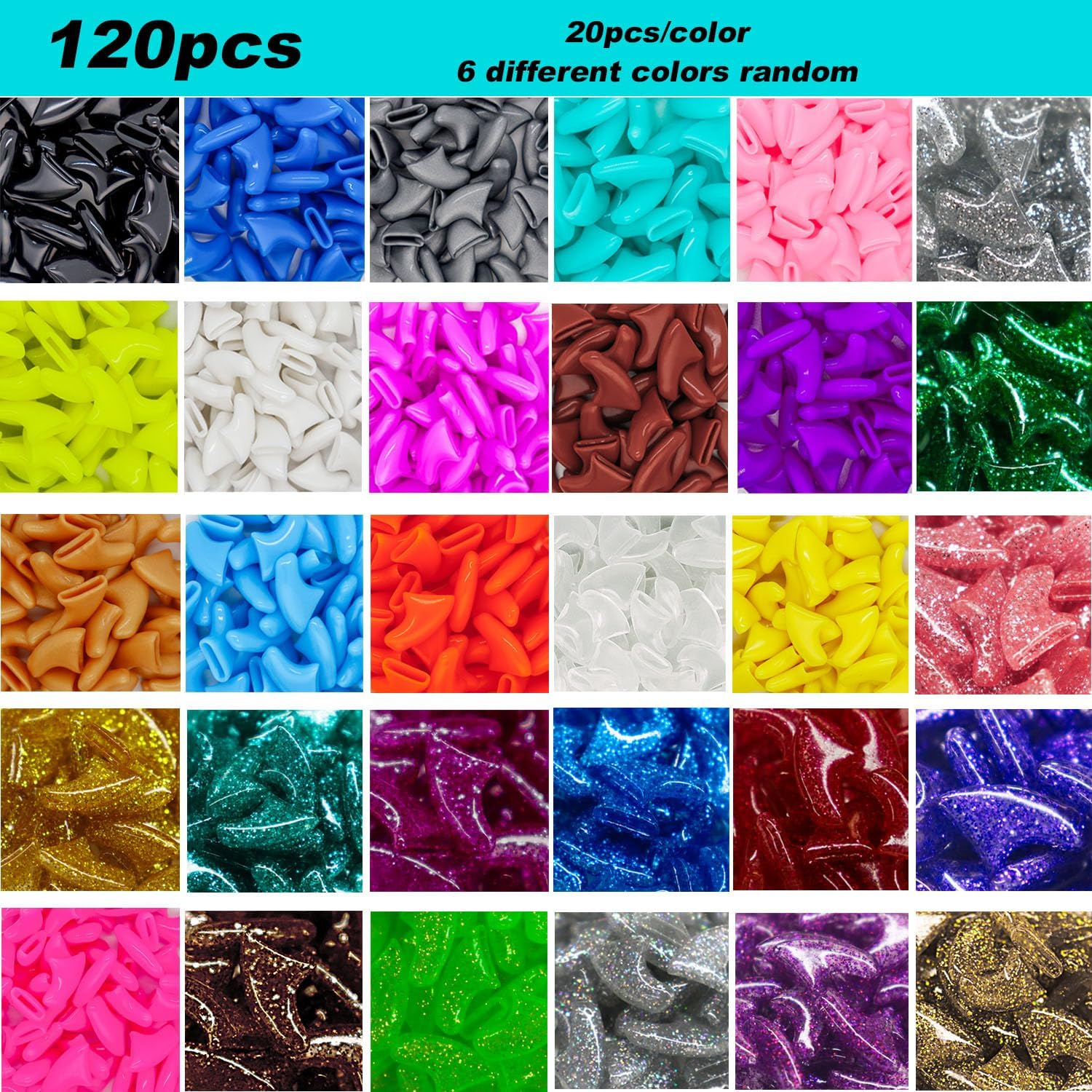 VICTHY 120Pcs Cat Nail Caps, Colorful Pet Cat Soft Claws Nail Covers for Cat Claws with Adhesive and Applicators Medium image number 1