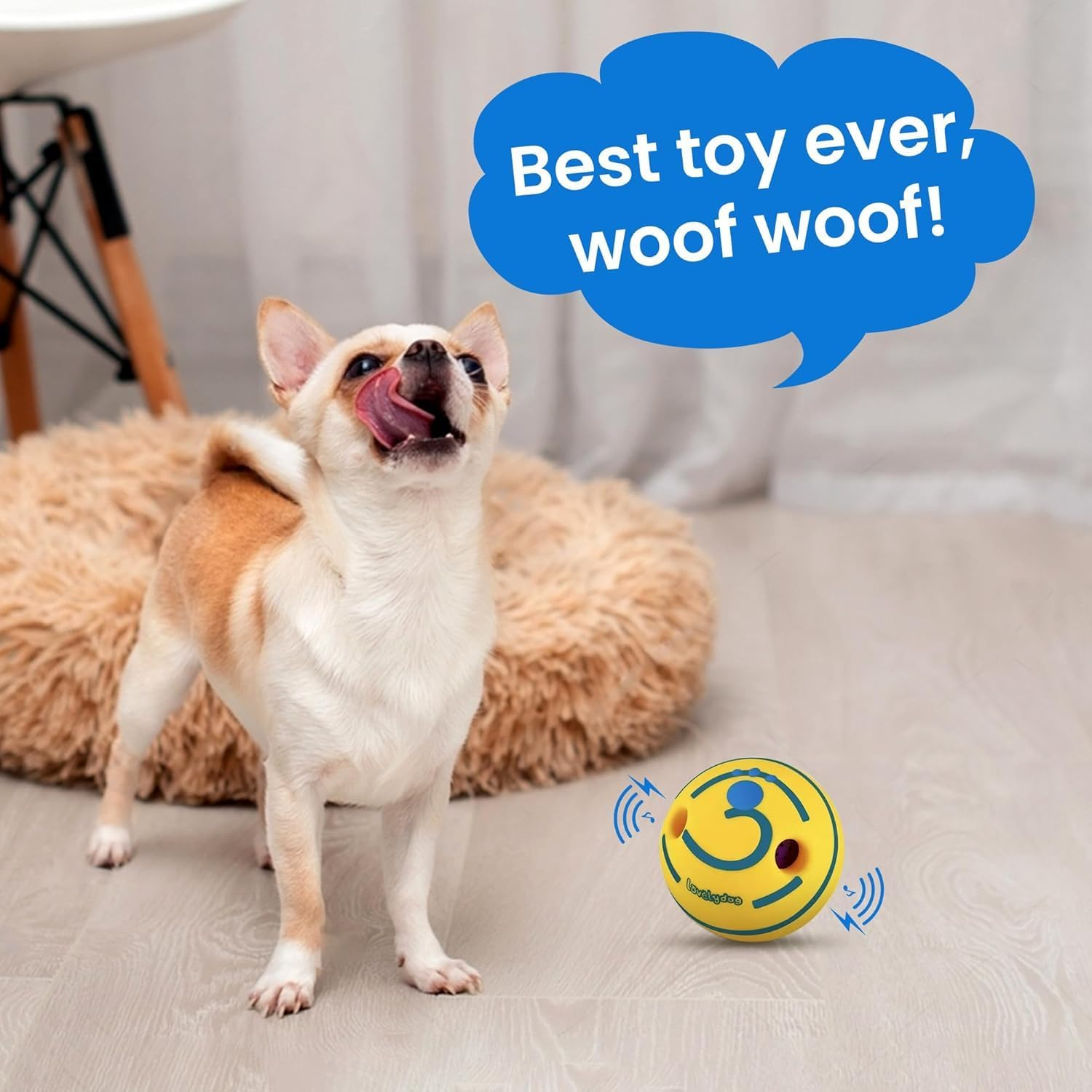 Tails and Treasure Durable Wobble Sound Dog Toy - 14Cm, Interactive Waggle Giggle Ball, Elastic Rubber Dog Chew Toy for Medium and Large Dogs image number 3