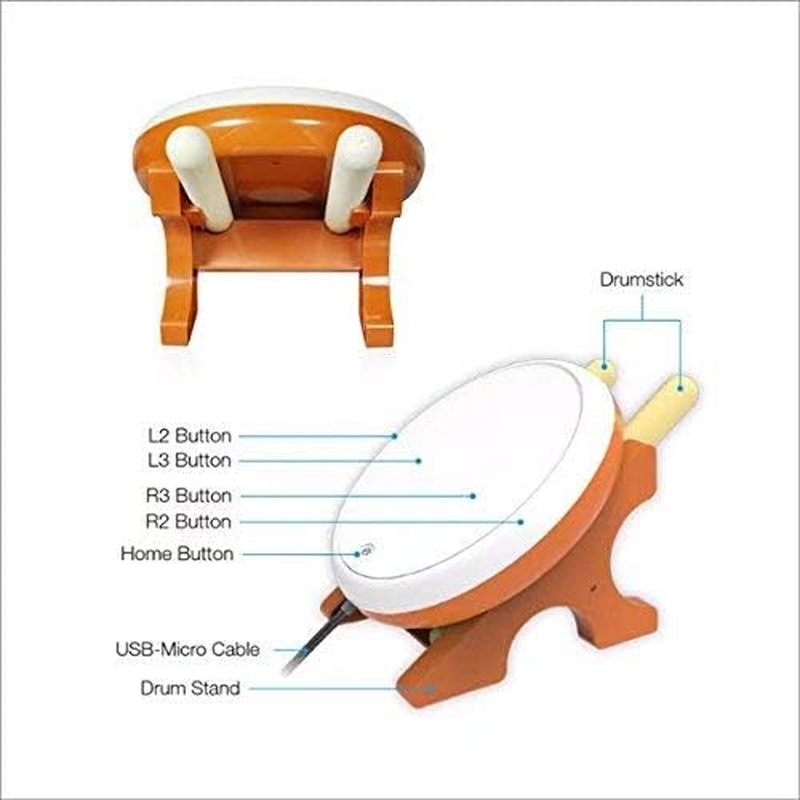 OSTENT Drum Controller Sticks Japanese Traditional Instrument for Sony PS4 Slim Pro Taiko No Tatsujin Master Video Games image number 5