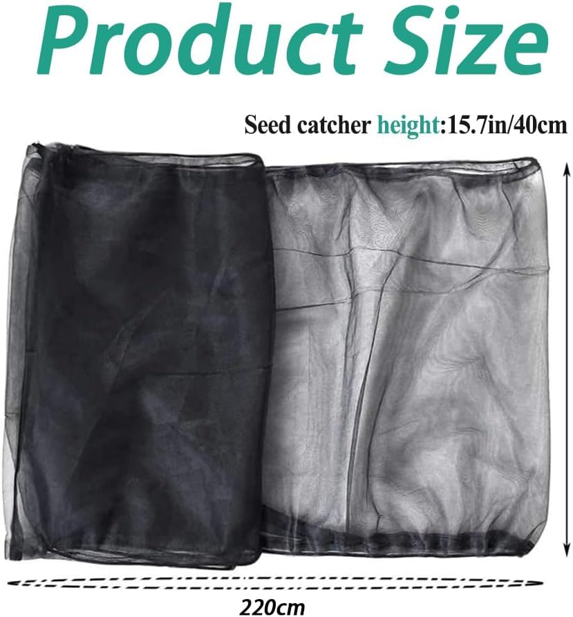 Large Bird Cage Net, Bird Cage Seed Catcher, Adjustable Bird Cage Cover, Soft Airy Mesh Net, Birdcage Skirt Guard for Parrot Parakeet Macaw round Square Cages, 59-87X16Inch, Black image number 1