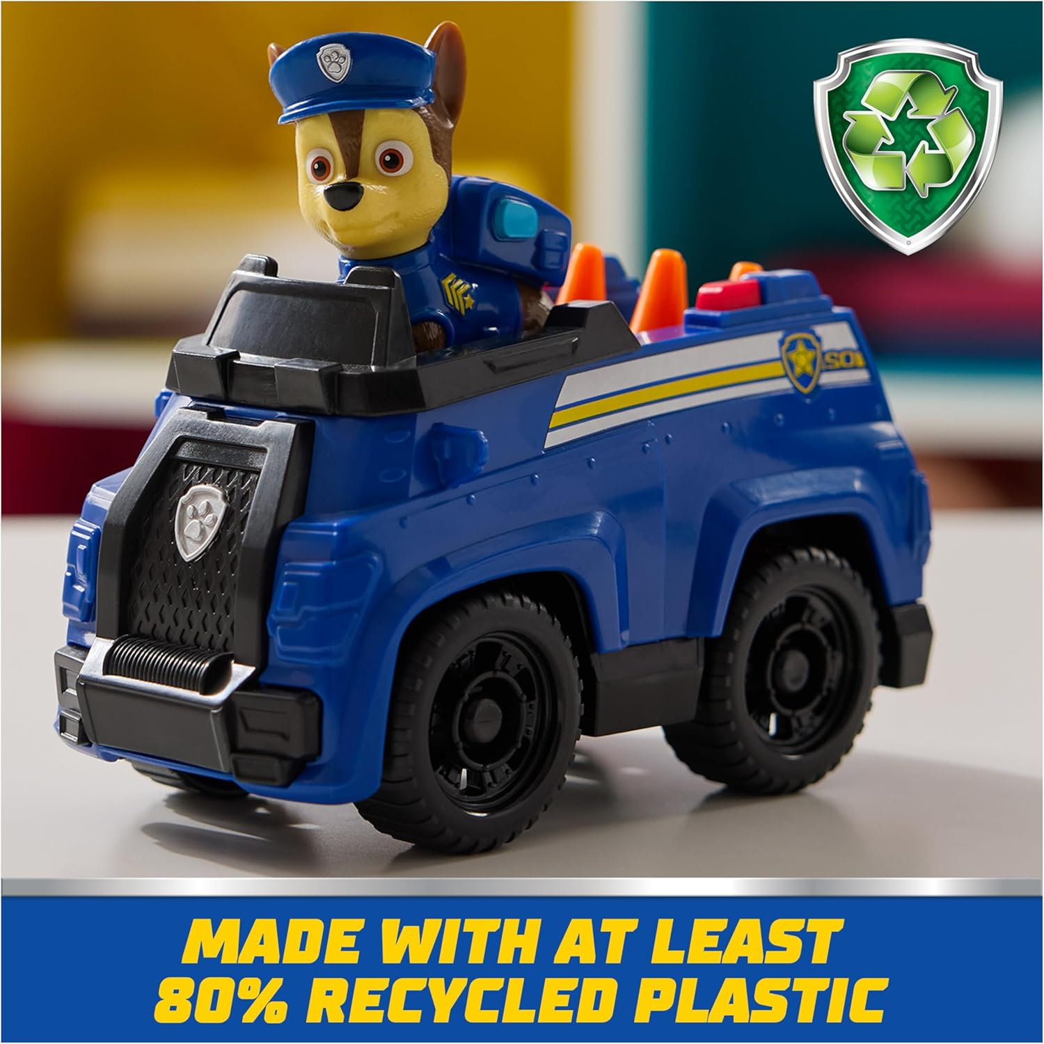 PAW Patrol, Chase&rsquo;S Patrol Cruiser, Toy Car with Collectible Action Figure, Sustainably Minded Kids&rsquo; Toys for Boys & Girls Aged 3 and Up image number 2