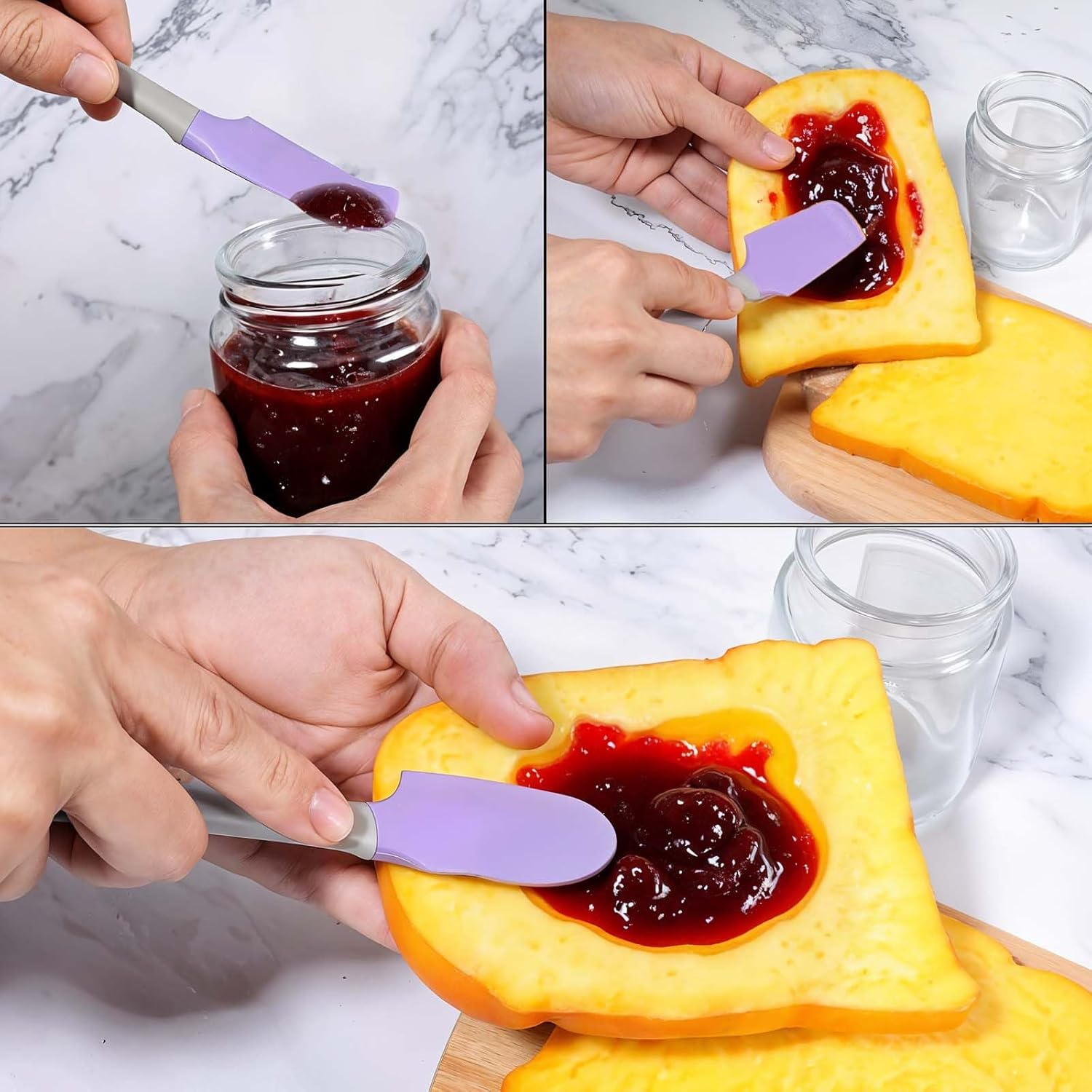 Sibba Silicone Mini Spatula 6 Pcs Curved Small Spatula Kitchen Scraper Spatula Wet Pet Food Can Spatula Rubber Jar Spatula Non-Stick Cooking Utensils for Baking Frosting Mixing 7 IN