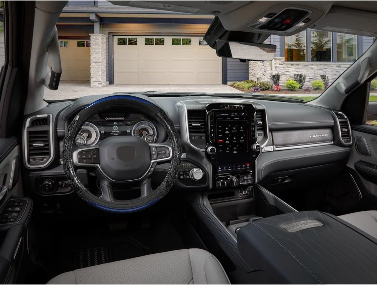 GIANT PANDA Steering Wheel Cover for Dodge Ram 1500 - Car Steering Wheel Covers for Dodge Ram 2500 3500 15.5-16 Inch - Blue image number 2