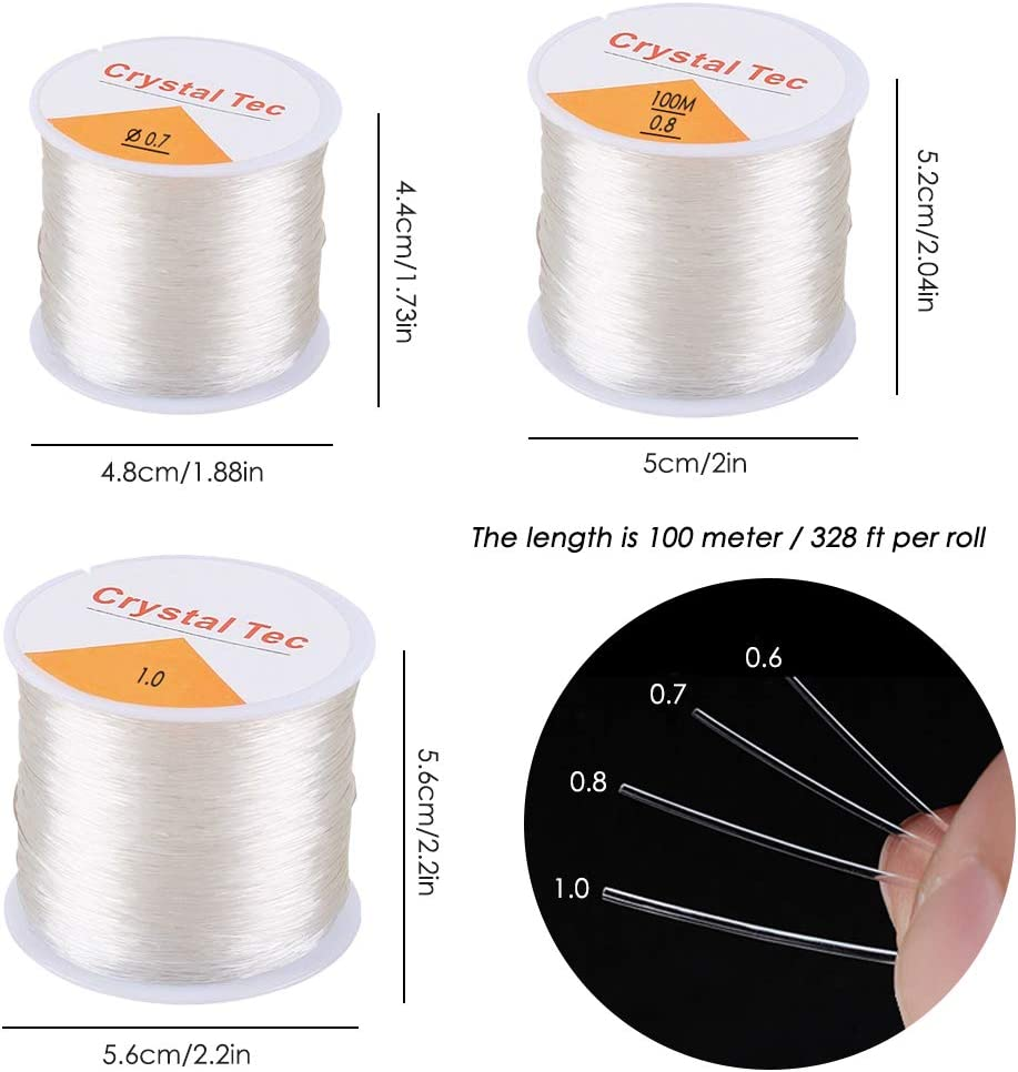 4 Roll 328 FT Clear Elastic Beading Threads, AIFUDA Stretchy Crystal Bracelet String Cords Crystal Rope for DIY Bracelet Beading Jewelry Making (0.6/0.7/0.8/1Mm) image number 1